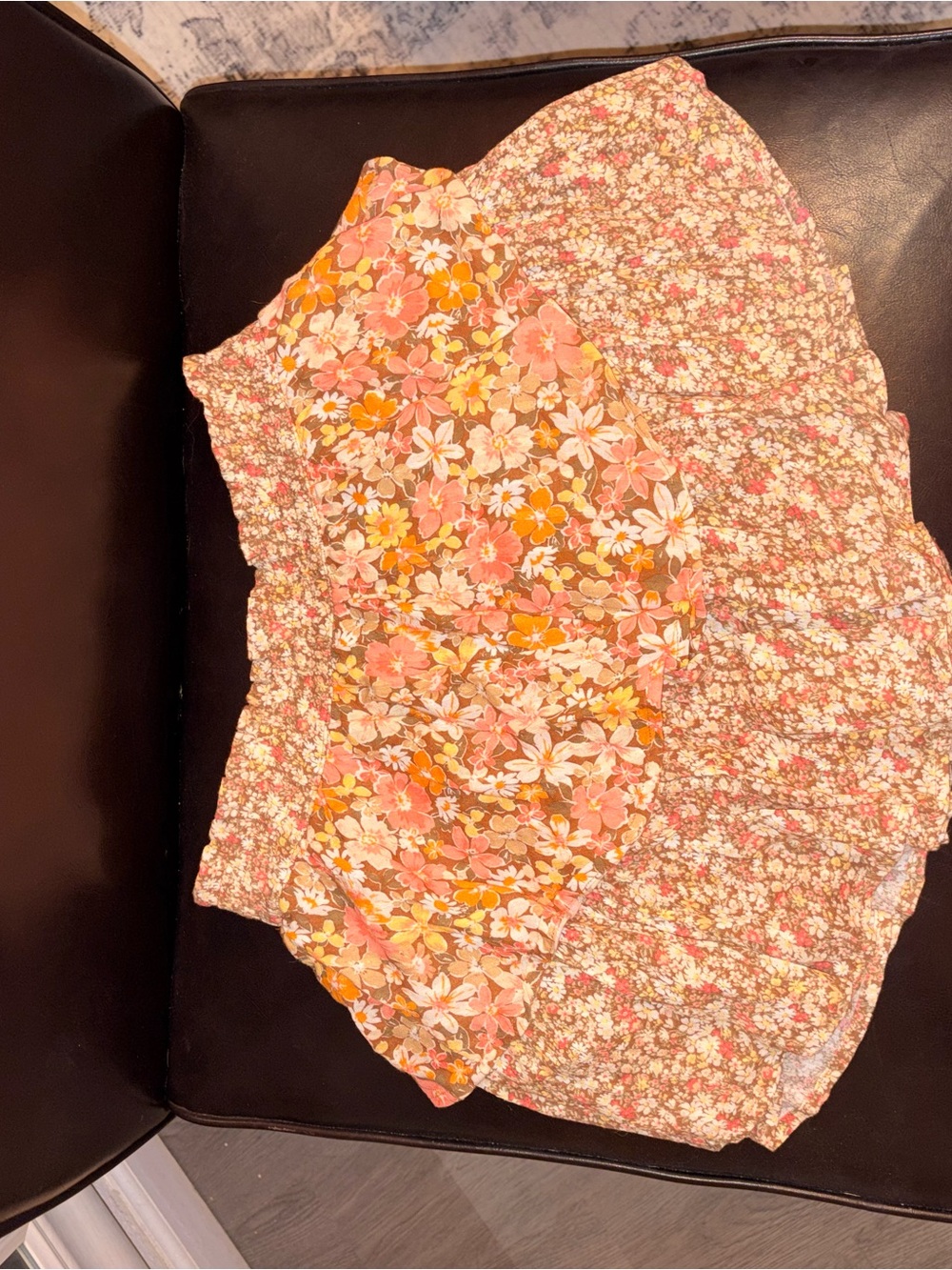 American Eagle Outfitters Pink, Yellow and Cream Floral Shorts Bodysuit